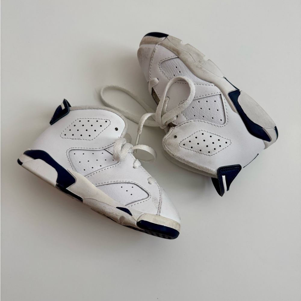 Nike Air Jordan 6 Retro Toddler Shoes White Navy Size 8C